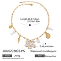 Detalle de collar de acero inoxidable con colgantes de concha y perla y dimensiones - Colgante de Oro con Temática Oceánica (JDN0202002-PS) / Oro de 18K