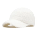 Casquette de baseball blanche en tricot de fourrure de lapin avec doublure polaire - Réglable / Blanc Cassé