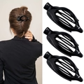 Set of 3 black hollow oval hair clips for women's elegant bun hair styling accessories - Set 38 (Pack of 3)