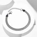Dettaglio del bracciale in maglia di acciaio al titanio con chiusura a moschettone regolabile - 07*6 Bracciale a Molatura Singola (19CM+5CM)