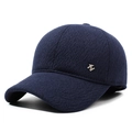 Gorra de béisbol de invierno para hombre en azul marino con tejido de lana y metal plata - Talla Única(Ajustable) / Azul marino