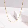 Sparkling 18k gold plated titanium steel star petal chain necklace on white pedestal - 1MM Fragment Chain: Gold