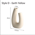 U-shaped abstract ceramic vase in clay yellow with double mouth and dimension marks - Earthy Yellow - Style D (Modern U-Shape)