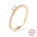 Elegant gold S925 sterling silver ring with sparkling round cubic zirconia stones - Gold #8