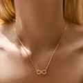 Minimalist gold infinity necklace with zircons for women worn on neck for styling - KN0447-Infinity Symbol