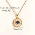 Detail of evil eye pendant necklace showing dimensions 18mm diameter and 40+5cm chain - White Resin/Shell Evil Eye Style (Style 9)