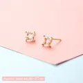 Gold stud earrings with four marquise-cut zircons in a square hollow pattern - Teardrop Square