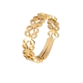 Vintage adjustable gold ring with hollow floral clover pattern in minimalist style - Four-Leaf Clover-Gold