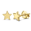 Star shaped stud earrings in 925 sterling silver with polished gold plated finish - Gold Pentagram Style (APE42-14K)