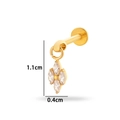 Golden titanium flat back stud earring with four marquise-shaped zircon flower pendant - Clover Flower Pendant Style (T2513-5#) / Gold