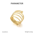 Dettaglio dell'anello a spirale multistrato in acciaio con dimensioni L 22mm e peso 5,5g - Spirale a Doppia Perlina (KR109862-WGZQ) / Oro