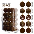 Dettagli di 30 palline di Natale in velluto marrone 6cm con 5 diversi motivi di trama - 6cm Set da 30 / caffè