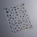 3D-geprägte Gold- und schwarze Nagelaufkleber mit Himmelsmond- und Sonnenmotiven M-093 - Gold
