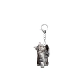 Acrylic keychain with long-haired gray tabby cat design and silver lobster clasp - Climbing Grey Longhair Cat