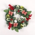 50cm Weihnachtskranz mit roten Beeren, Tannennadeln und einer roten Juteschleife auf Weiß - 30cm (Ohne Licht)