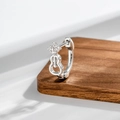 Silver violin-shaped hoop earring with zircon cross accent on a wooden base - Silver Musical Note Ear Buckle (Single Piece) (A1088)
