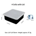 Black silicone 4-cavity square ice cube mold with lid, 110x110x50mm size - 4 Cavity Square / With Lid / Black