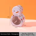 Boîte cadeau en métal en forme de bonhomme de neige rose, 19x16.5x7.2cm pour bonbons de Noël - Bonhomme de Neige Avec Étoile