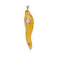 Macro shot of yellow enamel chili pendant with pink star and inlaid crystals jewelry part - Yellow Star Chili