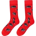 Détail de chaussettes en tricot rouge avec motif animalier de souris grises imprimé - Taille unique / Souris Rouge (A1837)