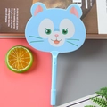 Blue ballpoint pen with cute Gelatoni cat face fan topper on a pastel background - Happy Mouse Blue