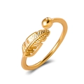 Adjustable golden feather open toe ring in geometric metallic style for beach wear - Gold Feather Style (G-500)