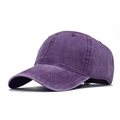 Vintage washed cotton baseball cap in deep purple color with adjustable back strap - Adjustable / Adult Washed Purple