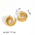 Französische Vintage Spiralwellen Ohrringe aus 18k vergoldetem Edelstahl für Damen - Wellen-Spiralstil (TE60187-G) / Gold