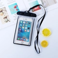 Luminous waterproof phone pouch in transparent PVC with black seal clip and neck strap - Glow in the Dark / Black