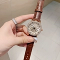 Orologio al quarzo con margherita rotante, lunetta in oro rosa e cinturino marrone - Cinturino Marrone Quadrante Rotante