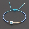 Bracciale in perline Miyuki azzurro con occhio del male e cordino dorato regolabile - Celeste (MI-B200498F)