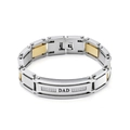 Men's two-tone DAD watchband bracelet in stainless steel with sparkling diamond accents - Gold and Silver