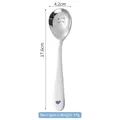 Stainless steel baby spoon with bear pattern and purple heart handle detail - Long Handle Cat Spoon