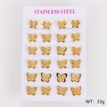 Set of 12 pairs of matte golden butterfly earrings made of durable stainless steel - Large Rounded Butterfly 12*10mm (12 Pairs Set)