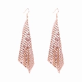 Fashionable rose gold mesh sequin tassel drop earrings with geometric metal fringe - Rose Gold