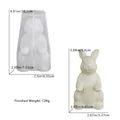 Vue détaillée du moule à lapin en silicone de 10,2 cm et de la sculpture en plâtre de 128 g - Moule de Lapin Tenant un Plateau