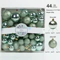 Set of 44 mint green Christmas ball ornaments with shiny and glitter finish in a box - 44 Pieces / Light Green