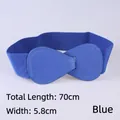 Blue elastic wide waist belt with oval faux leather buckle 70cm length 5.8cm width - 70cm / Blue