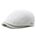 Breathable light grey mesh beret hat for summer with a small side metal logo plate - Light Gray