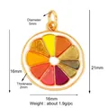 DIY colorful enamel orange slice pendant jewelry accessory with gold plated trim 16x21mm - Colorful Citrus Slice (M158982-Mixed)