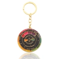 Golden color wheel keychain with rotating enamel dial showing triadic color schemes - Color Wheel Combination 2 Keychain