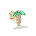 Pineapple cartilage earring with green marquise and white round cubic zirconia in gold - Pineapple / Gold