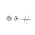 Minimalist S925 sterling silver stud earrings with clear zircon stones in silver finish - Silver 2mm Solitaire Style (APE33-P-2mm)