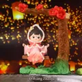 Q-version Wang Zhaojun resin figurine on plum blossom swing with snow base - Wang Zhaojun Swing Figurine