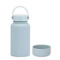 650ml mint green stainless steel insulated sports water bottle with non-slip silicone base - 650ml / Cyan White