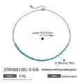 Collana in acciaio inossidabile impermeabile con agata nera da 3mm e lunga 45cm - Turchese (JDN0301001-S-GN)