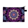 Neon gradient mandala print makeup bag in black polyester with zipper and side handle - Pattern 11