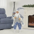 Blue and white standing Santa Claus doll with lantern in living room - Blue Robe Charm / 90cm High