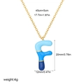 Letter F necklace with blue enamel pendant and gold stainless steel chain accessory - Letter F