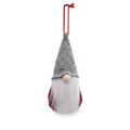 Hanging Christmas gnome ornament with grey knitted heart hat and white plush beard - Knitted Hat Gnome Pendant C